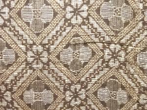 アンティーク　斜め格子模様織出し本場泥大島紬長羽織（割り込み絣）